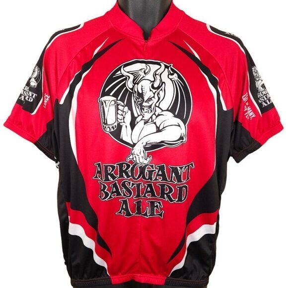 Arrogant Bastard Ale Cycling Jersey Mens Size Large Cyclist Biking Bicycle - Picture 2 of 8